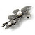 Vintage Inspired Double Flower with Pearls Pewter Tone Brooch/ Pendant - 75mm - view 5