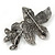 Vintage Inspired Double Flower with Pearls Pewter Tone Brooch/ Pendant - 75mm - view 2