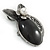 Vintage Inspired Black Oval Resin Stone, Pearl Flower Pewter Tone Brooch/ Pendant - 65mm - view 3