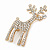 Clear Crystal Christmas Reindeer Brooch In Gold Plating - 45mm - view 2