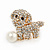 Cute Crystal Puppy Dog with Pearl Ball Brooch - 30mm - view 5