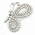 Exquisite AB/ Clear Crystal, White Faux Pearl Butterfly Brooch In Silver Tone - 50mm - view 2