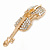Gold Tone Clear Crystal Violin Musical Instrument Brooch - 50mm - view 3