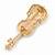 Gold Tone Clear Crystal Violin Musical Instrument Brooch - 50mm - view 4