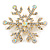 Clear/ AB Crystal Christmas Snowflake Brooch In Gold Tone Metal - 45mm D