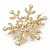 Clear/ AB Crystal Christmas Snowflake Brooch In Gold Tone Metal - 45mm D - view 3