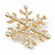 Clear/ AB Crystal Christmas Snowflake Brooch In Gold Tone Metal - 45mm D - view 5