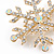 Clear/ AB Crystal Christmas Snowflake Brooch In Gold Tone Metal - 45mm D - view 2