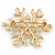 Clear/ AB Crystal Christmas Snowflake Brooch In Gold Tone Metal - 45mm D - view 4
