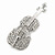 Silver Tone Clear Crystal Violin Musical Instrument Brooch - 50mm - view 2