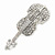 Silver Tone Clear Crystal Violin Musical Instrument Brooch - 50mm - view 3