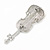 Silver Tone Clear Crystal Violin Musical Instrument Brooch - 50mm - view 4