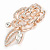 Rose Tone Metal Open Crystal Rose Brooch - 55mm - view 3