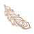 Large Clear Crystal, CZ Peacock Feather Brooch In Rose Gold Metal - 10cm - view 6