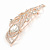 Large Clear Crystal, CZ Peacock Feather Brooch In Rose Gold Metal - 10cm - view 4