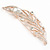 Large Clear Crystal, CZ Peacock Feather Brooch In Rose Gold Metal - 10cm - view 5