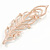 Large Clear Crystal, CZ Peacock Feather Brooch In Rose Gold Metal - 10cm - view 2