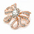 Rose Gold Tone Metal Clear Crystal Bow Brooch - 50mm W - view 2