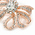 Rose Gold Tone Metal Clear Crystal Bow Brooch - 50mm W - view 3