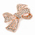 Stunning Clear Crystal Bow Brooch In Rose Gold Tone Metal - 45mm - view 2