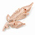 Exquisite Clear Crystals Cz Leaf Brooch In Rose Gold Tone Metal - 65mm L - view 4