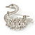 Clear Crystal, White Glass Pearl Swan Brooch In Rhodium Plating - 45mm - view 4