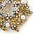Clear Crystal, White Simulated Pearl Wreath Brooch In Gold Plating - 4cm D - view 3