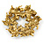 Clear Crystal, White Simulated Pearl Wreath Brooch In Gold Plating - 4cm D - view 4