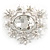 Light Silver Tone Clear Glass Stone Corsage Brooch - 65mm