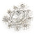 Light Silver Tone Clear Glass Stone Corsage Brooch - 65mm - view 2