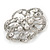 Bridal, Wedding, Prom Crystal, Simulated Pearl Open Flower Brooch In Rhodium Plating - 50mm - view 2