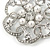 Bridal, Wedding, Prom Crystal, Simulated Pearl Open Flower Brooch In Rhodium Plating - 50mm - view 4