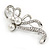 Fancy Simulated Pearl Crystal Floral Brooch In Rhodium Plated Metal - 60mm L - view 5