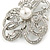 Bridal/ Wedding/ Prom Asymmetric Crystal Flower Brooch In Rhodium Plating - 60mm - view 5