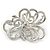 Bridal/ Wedding/ Prom Asymmetric Crystal Flower Brooch In Rhodium Plating - 60mm - view 2