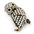 Vintage Inspired Crystal, Simulated Pearl Owl Brooch In Bronze Tone Metal - 50mm L - view 5