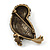Vintage Inspired Crystal, Simulated Pearl Owl Brooch In Bronze Tone Metal - 50mm L - view 2