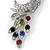 Exotic Multicoloured Crystal Bird Brooch In Rhodium Plating - 60mm - view 3