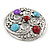 Large Vintage Inspired Round Acrylic Stone, Crystal Brooch In Silver Tone - 63mm D - view 2