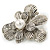 Vintage Inspired Layered Textured Flower Brooch In Silver Tone Metal - 60mm - view 2