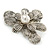 Vintage Inspired Layered Textured Flower Brooch In Silver Tone Metal - 60mm - view 3