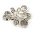 Vintage Inspired Layered Textured Flower Brooch In Silver Tone Metal - 60mm - view 4