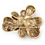 Vintage Inspired Layered Textured Flower Brooch In Gold Tone Metal - 60mm - view 3