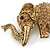 Vintage Inspired Citrine Coloured Austrian Crystal Running Elephant Brooch In Antique Gold Tone - 55mm W - view 2