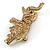 Vintage Inspired Citrine Coloured Austrian Crystal Running Elephant Brooch In Antique Gold Tone - 55mm W - view 4