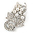 White Simulated Pearl Grapes Brooch In Rhodium Plated Metal - 50mm