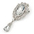 Bridal/ Prom/ Wedding Clear Glass Crystal Oval Charm Brooch In Rhodium Plating - 85mm L - view 3