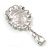 Bridal/ Prom/ Wedding Clear Glass Crystal Oval Charm Brooch In Rhodium Plating - 85mm L - view 2