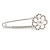 Small Crystal Pearl Flower Pin Brooch In Rhodium Plating - 55mm L - view 4