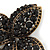 Large Black Diamante Floral Brooch/ Pendant In Bronze Tone Metal - 90mm - view 3